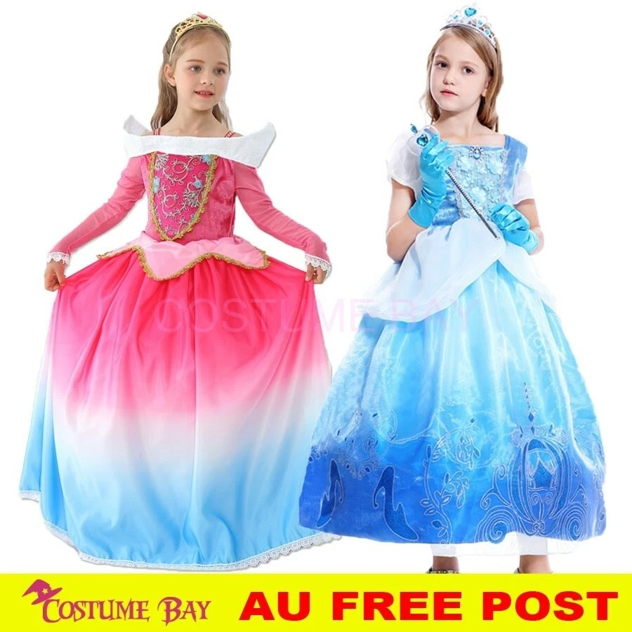 Deluxe Girls Princess Cinderella Sleeping Beauty Aurora Costume Dress BOOK WEEK - Image 1 of 1
