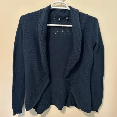 Anthropologie Wrap Sweater Jacket Women’s Small Blue Knitted Crochet Cottagecore - Image 1 of 4