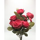 Fiore Artificiale Mazzo Bouquet di ROSE ROSSE inglesi 42 cm 14D4