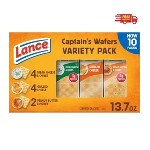 Lance Sandwich Crackers, Captain's Wafers, 10 Individual Packs,6 Sandwiches Each - Picture 1 of 6