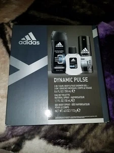 Adidas Dynamic Pulse 3 Piece Gift Set Shower Gel Body Spray  NEW  - Picture 1 of 2