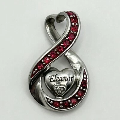 BGE 925 纯银埃莉诺钻石装饰心形红色 CZ 旋转吊坠 仅限 — 第 1/4 张图片