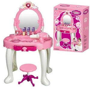 MalPlay Rosa Schminktisch mit Hocker Haartrockner Zubehör für Kinder ab 3 Jahren - Bild 1 von 1