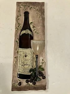 Kate McRostie 3D Wall Art Plaque Bordeaux Bottle And Glass - Picture 1 of 6