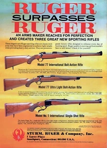 1984 Ruger Model 77 & 1 Rifle Original Color Print Ad - Picture 1 of 1
