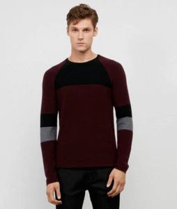 KENNETH COLE NEW YORK Wool-Blend Color Block Sweater Cotton-Wool Merlot size S - Picture 1 of 2