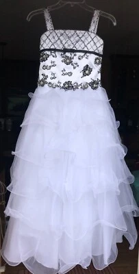 Tiffany Princess Designs Girls Black and White Pageant Gown Dress Size 12 - Image 1 of 4