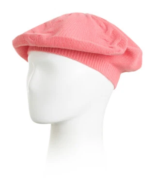 Boina Portolano 100 % cachemir tejido por cable rosa brillante talla única nueva con etiquetas Foto 1 de 3