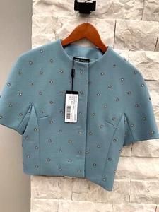 Dolce Gabbana Bolero Wolljacke blau Kristallverzierung 4000 $ IT 40 - Bild 1 von 6