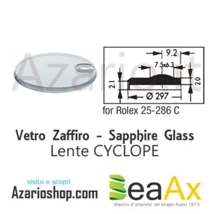 Vetro Zaffiro Rolex Cyclope 25.286C con lente guarnizione inclusa - Swiss Made - Picture 1 of 1