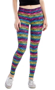 Nuevo con etiquetas Leggings Tipsy Elfos Neón Arco Iris Cebra Talla Pequeña Novedad Orgullo Retro - Imagen 1 de 8