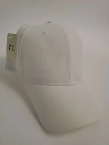 Fitted Size 7 1/2 Trucker Hat Solid White Baseball Cap Wool Blend Made in Korea  - Picture 1 of 10