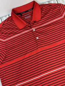 adidas climacool golf polo mens large short sleeve red with stripes - Picture 1 of 9