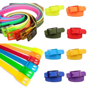 Unisex Silicone Belt Many Colors Golf Baseball Softball Jelly Rubber Plastic - Picture 1 of 25