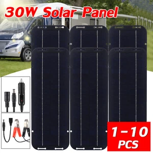 30W Solar Panel 12V Trickle Charger Battery Charger Kit Maintainer Boat Car RV - Picture 1 of 10