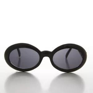 Oval Mod Retro Beatnik Vintage Sunglass Black Frame- Mable - Picture 1 of 5