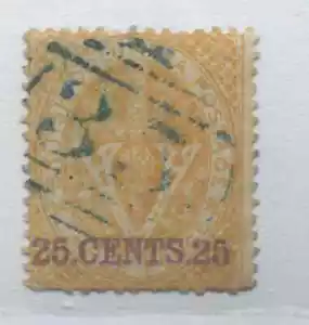 British Columbia 1869 overprinted 25 CENTS 25 yellow used - Picture 1 of 1