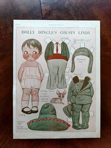 Vintage DOLLY DINGLE's COUSIN LINDY Paper Doll uncut page 1928 Drayton Lindbergh - Photo 1/1