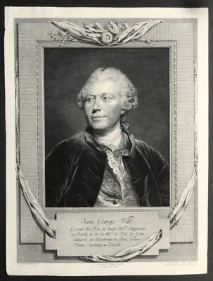Portrait de George WILLE par JG Muller d’après Greuze - Photo 1/4