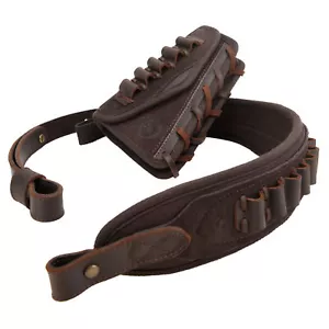 WAYNE'S DOG Leather Buttstock Pouch with Matched Ammo Sling for .357.308.22 12GA - Picture 1 of 46