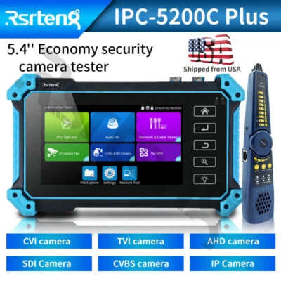 Rsrteng 5.4" IPC-5200C Plus AHD CVI TVI SDI Cable Tracer CCTV IP Camera Tester
