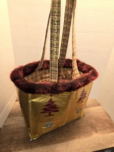Borsa/borsa fatta a mano riciclata natalizia Starbucks sacchetti 11,5 x 11 x 6 in FODERATA - Foto 1 di 18