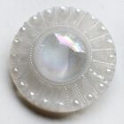 Vintage Glass Button Beautiful Iridescent White MoonGlow 15/16"
