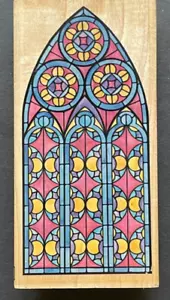 Timbro in gomma legno struttura chiesa finestra cattedrale vetro colorato - Foto 1 di 4