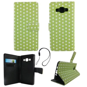 Schutz Hülle für Samsung Galaxy J5 2016 Polka Dot Grün Tasche Cover Book Style - Afbeelding 1 van 2
