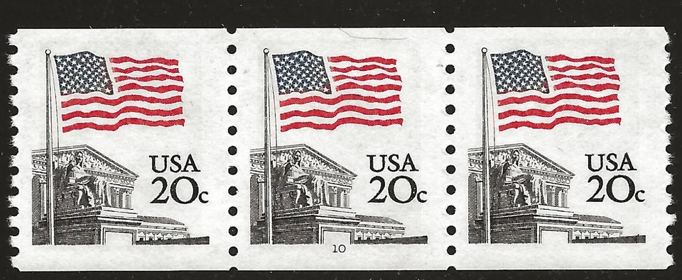 US Scott #1895, Plate #10 Coil 1981 Flag 20c VF MNH - Image 1 of 1