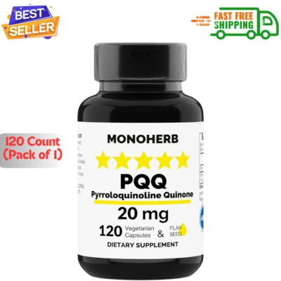 PQQ 20 Miligramos - Suplemento PQQ, Pirroloquinolina Quinona, 120 Cápsulas Pack de 1 Foto 1 de 4