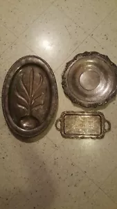 Lote de 3 bandejas de placa de plata vintage - Imagen 1 de 4
