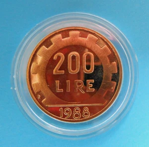 200 Lire 1988 PROOF Lavoro in capsula - moneta non comune - - Bild 1 von 2