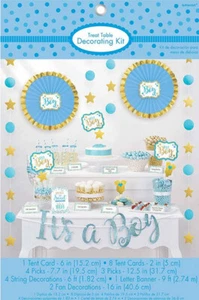 IT'S A BOY blue BUFFET TABLE DECORATING KIT baby shower Candy Food Signs Banner - Picture 1 of 1