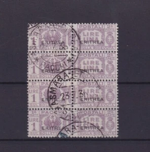 Col. Italiane ' Eritrea' 1927 P.P. 1l. violetto(N.27) striscia di 4 usata (7738) - Picture 1 of 1