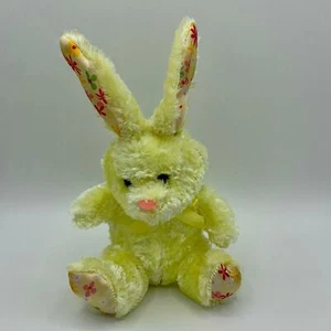GELBER SITZENDER HASE KANINCHEN MIT BLUMENOHREN/FÜSSEN 10,5 ZOLL - Bild 1 von 3