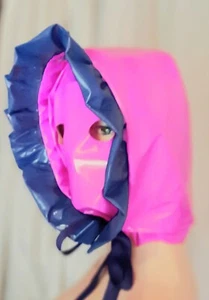 Lackhaube mit Maske Adultbaby Zofenhaube  Bonnet Vinylhood  - Bild 1 von 16