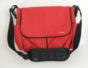 Skip Hop Red & Gray Diaper Bag Shoulder Crossbody Comfort Strap + Changing Pad - Picture 1 of 8