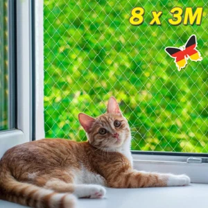 Katzennetz für Balkon & Fenster Katzenschutznetz 8x3m Balkonnetz OHNE Bohren - Bild 1 von 17