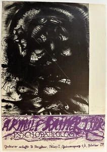 Arnulf Rainer  "Ohne Titel" handsigniert, Ausstellungsplakat „Psychopathologica" - Bild 1 von 3