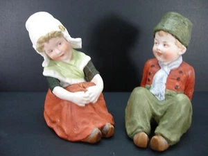 ANTIQUE GEBRUDER HEUBACH GERMAN BISQUE DUTCH BOY GIRL FIGURINES PIANO BABY -PAIR - Bild 1 von 12