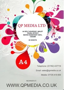 A4 Pearlescent Silver Vinyl 120gsm Self Adhesive Inkjet Laser Photo (20pk) - Picture 1 of 7