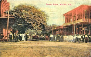 Marion AL Street View Old Cars Store Fronts Mickleboro Postcard - Picture 1 of 2