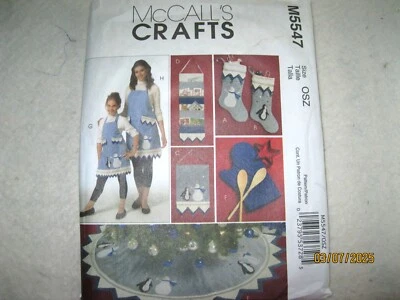 McCall's M5547 Holiday items, tree skirt, stocking, apron, mitt, etc. UNCUT (I) - Image 1 of 2