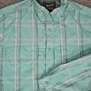 Woolrich Plaid Button Up Shirt Vented Fishing Hiking Outdoors Mens M - Picture 1 of 9