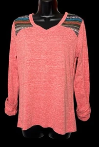 Natural Reflections Pink Long Sleeve Top w/Blanket Panel Size M Roll Tab Sleeve - Picture 1 of 12
