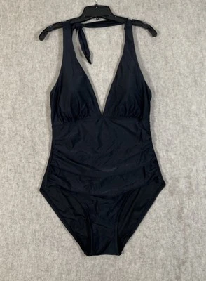 DKNY Women's One Piece Swimsuit Extra Large XL Black Halter Tie Neck New - Image 1 of 4