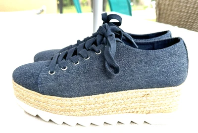 Steve Madden Karma Talla 10M Mujer’s Alpargata Plataforma Denim Tenis Con Cordones Foto 1 de 4
