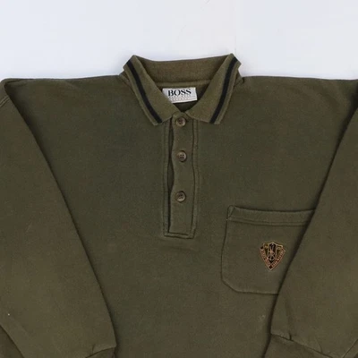 Hugo Boss Polo Sudadera Vintage Abotonada Años 90 Caqui Talla Mediana Foto 1 de 3