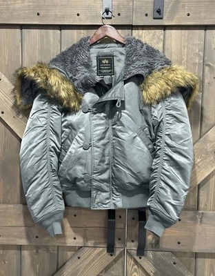 Alpha Industries N-2B Flight Jacket Hooded Fur Trim VTG Green Bomber Coat Medium - Image 1 of 4